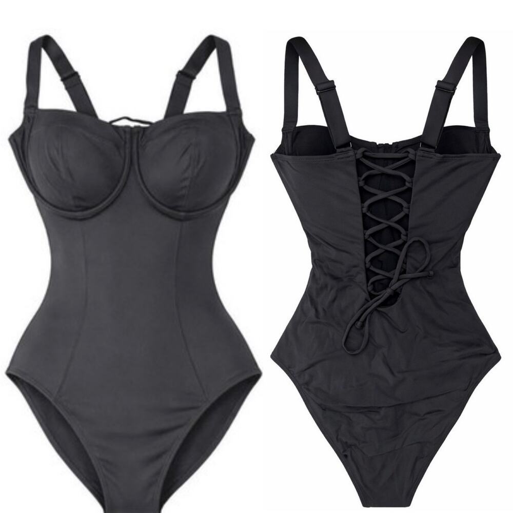 NWT TA3 Lifty Black Sculpting One Piece Swimsuit Shapewear Corset M Petite D/DD